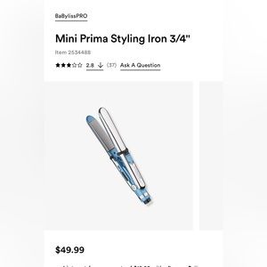 Baby Bliss Prima Travel Flat Iron